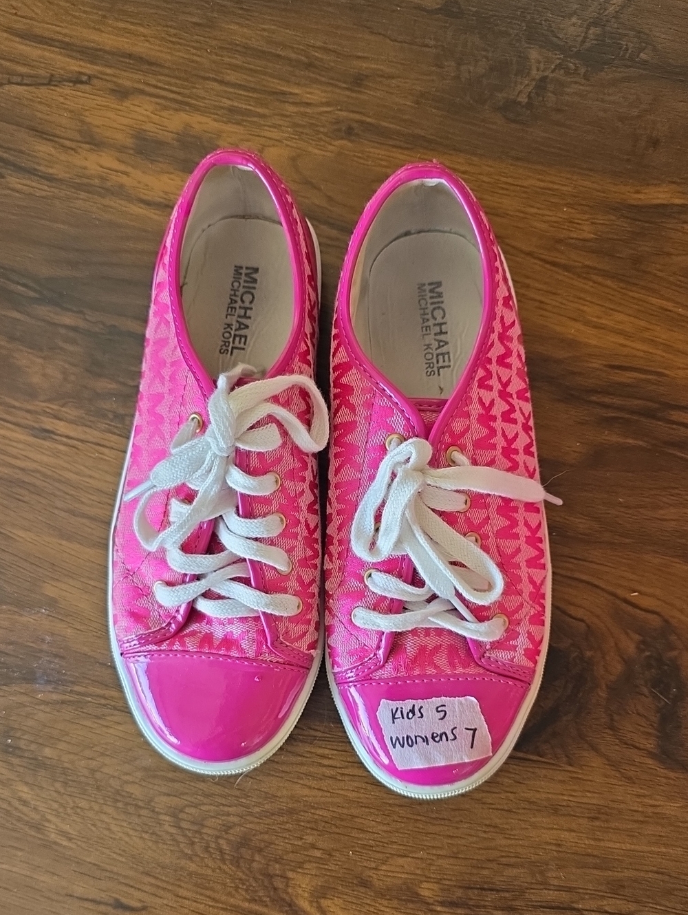Michael Kors Hot Pink Logo Lace-Up Sneakers
